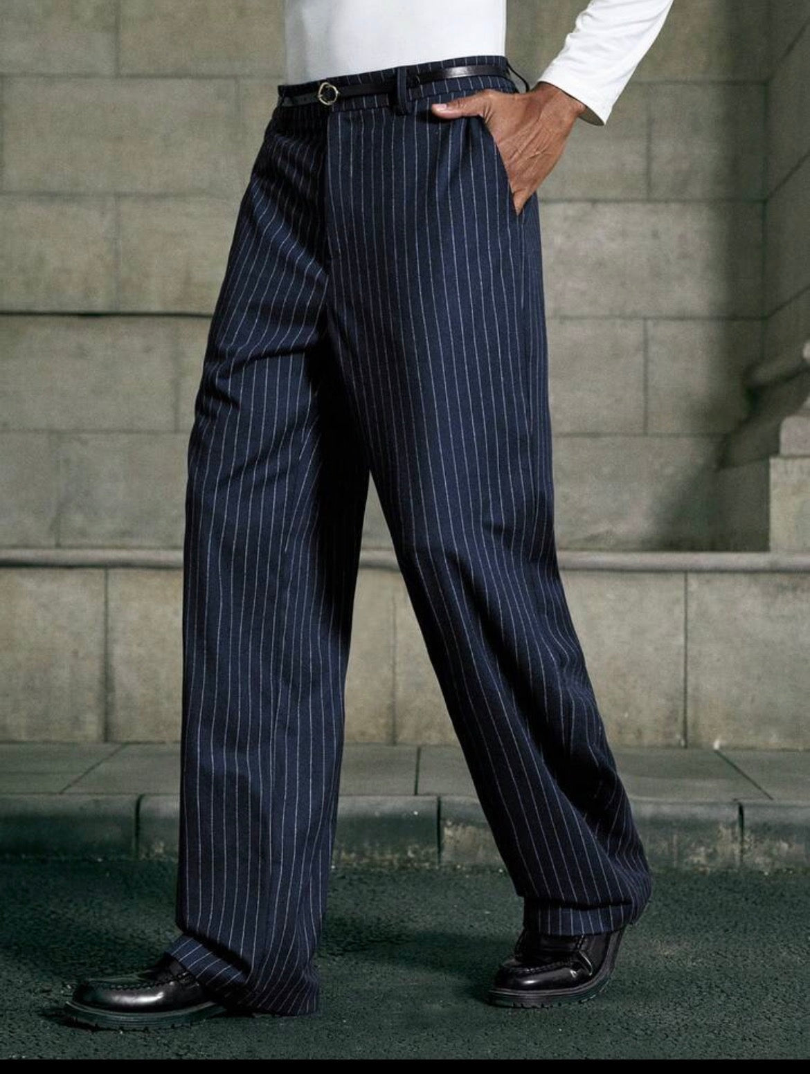 Business Casual Men's Woven Long Mid-Waist Straight Leg Casual Pants