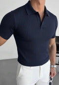 Men's Summer Knit Polo Shirt – Solid Colour Short Sleeve