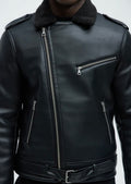 Knuckle Head Faux Leather Moto Jacket - Black